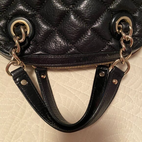 Kate Spade bling leather padded satchel double handles black textured bag - Picture 7 of 7